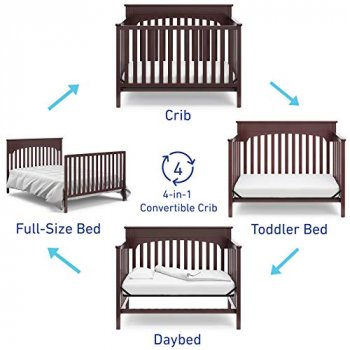 The different setup options for the Graco Lauren Convertible Crib
